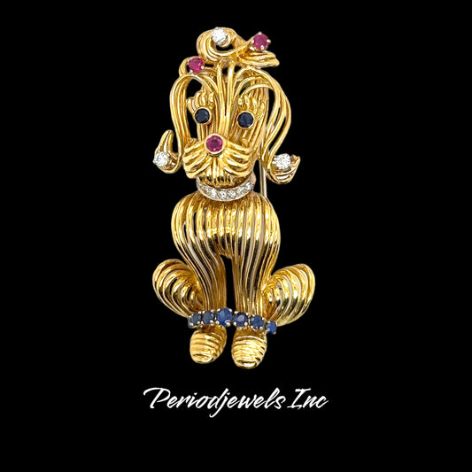 VINTAGE 18K POODLE BROOCH
