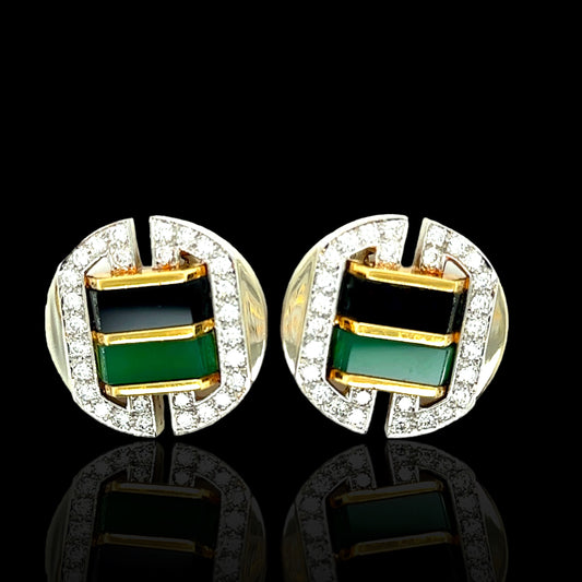 ALDO CIPULLO FOR CARTIER ONYX,GOLD, CHRYSOPRASE CIRACE 1973