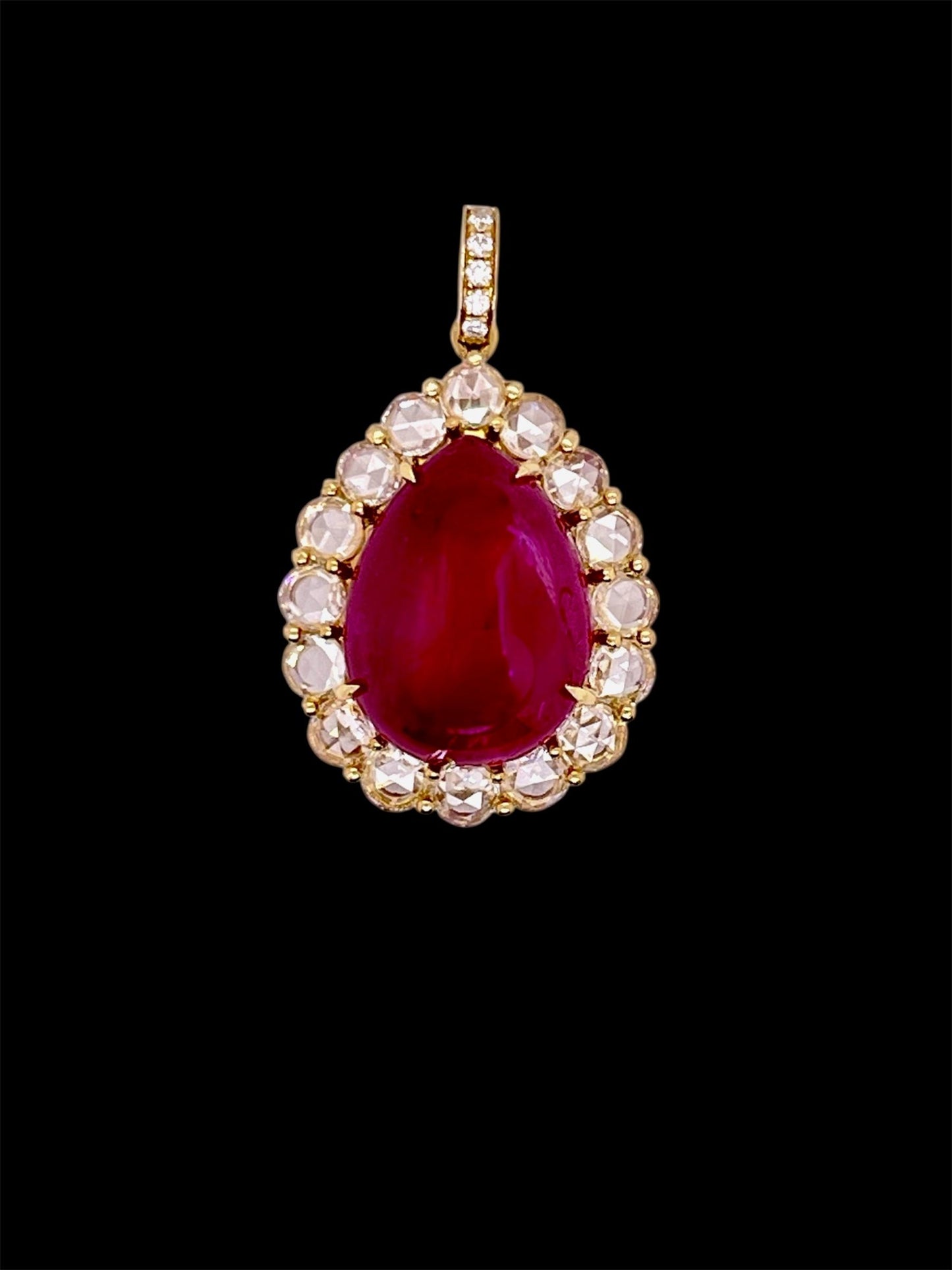 9.85 Cab P/S Ruby Burma NH GIA w/Dia Pendant