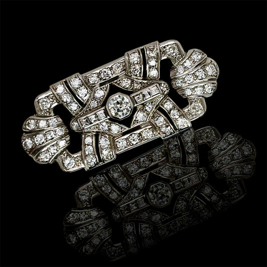 Art Deco Diamond Brooch 63Dia