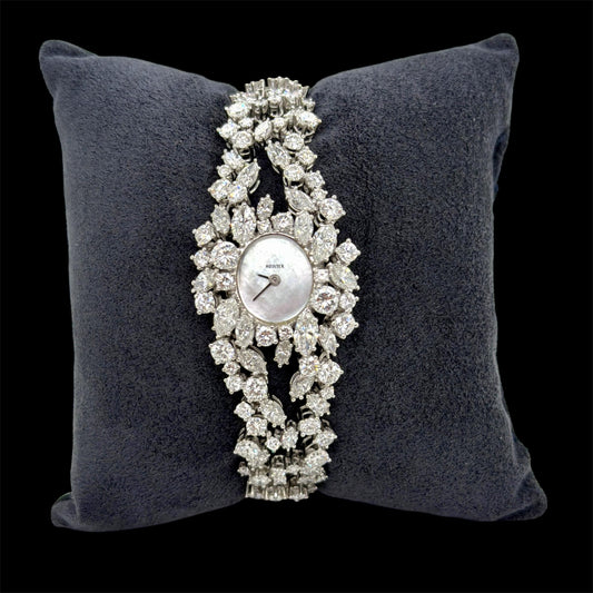 Meister Vintage Diamond 18K White Gold Bracelet Ladies Watch 185Dia:14.66cts